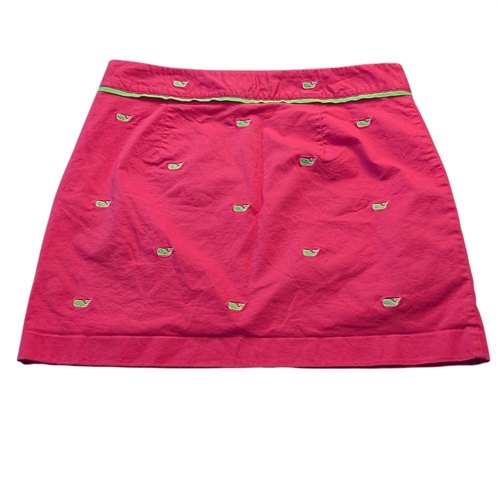 Vineyard Vines Pink Whale Embroidered Mini Skirt Size 8 Preppy Cotton Blend